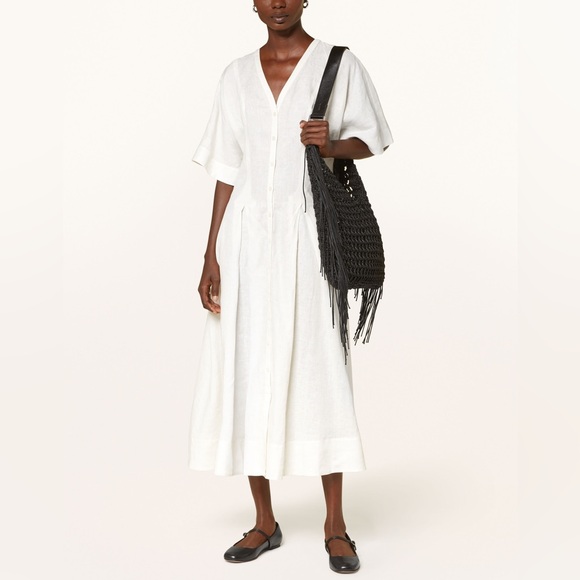 COS Dresses & Skirts - COS White Button-Up Linen Midi Dress
